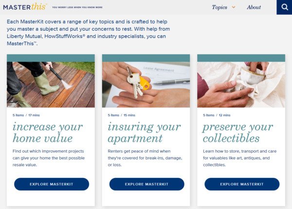 Nền tảng MasterThis của Liberty Mutual cung cấp kiến thức thông qua bộ công cụ học tập.