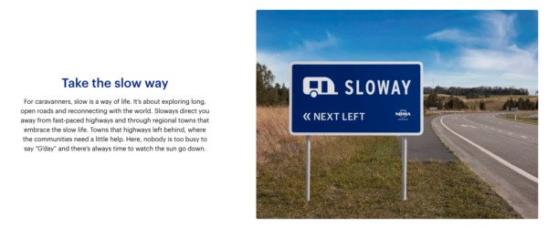 NRMA Sloways bảng chỉ dẫn du lịch chậm rãi