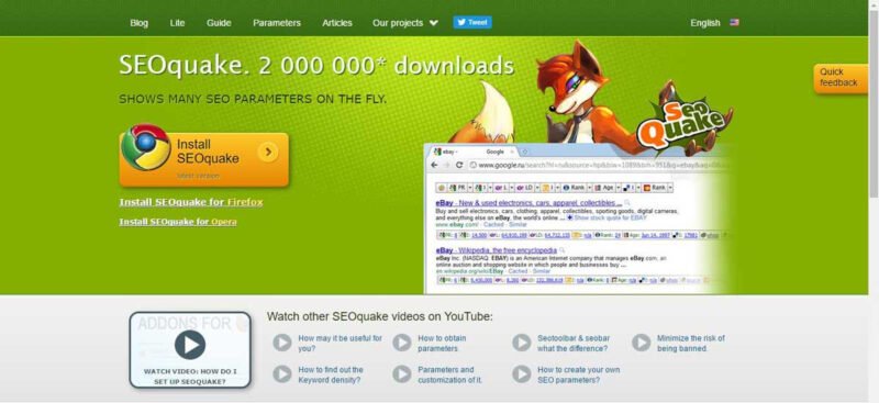 Phần mềm SEOquake phân tích website