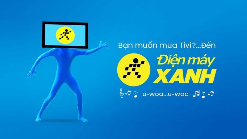 POSM nổi bật với hình ảnh đặc trưng của Điện Máy Xanh, góp phần vào thành công của chiến dịch quảng cáo.