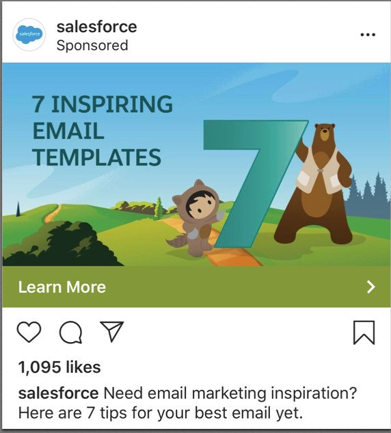 Quảng bá ebook qua hình ảnh bìa minh họa của Salesforce trên Instagram