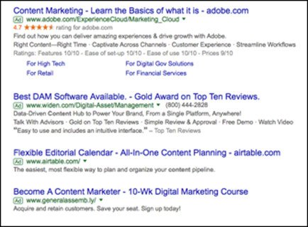 Quảng cáo tìm kiếm trả phí của Adobe trên Google