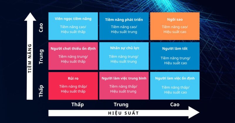 Sơ đồ Ma trận 9 Box Grid phân loại hiệu suất và tiềm năng nhân sự