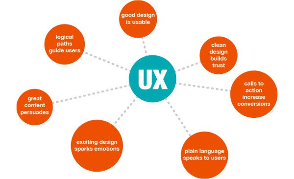 Sơ đồ minh họa các yếu tố cấu thành trải nghiệm người dùng (UX) trong thiết kế website