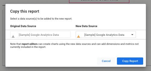 Thay thế nguồn dữ liệu mẫu Google Analytics 4 trong Looker Studio