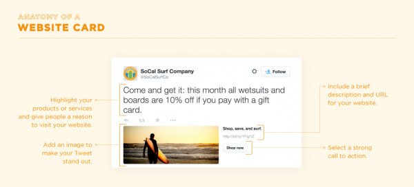 Thẻ Website Card trong chiến dịch quảng cáo Twitter, với hình ảnh nổi bật và nút kêu gọi hành động để thu hút lượt truy cập.