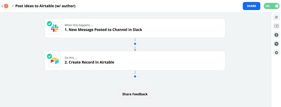 Thiết lập Zapier để tạo bản ghi từ Slack sang Airtable