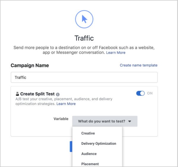 Tính năng kiểm thử phân tách (A/B test) trong Trình quản lý quảng cáo Facebook