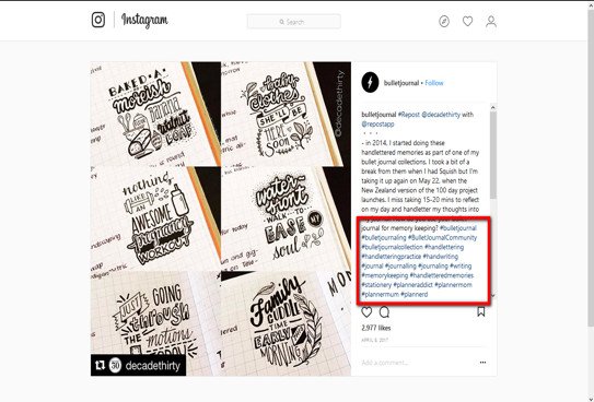 Tối ưu hashtag thương hiệu trên Instagram với Bullet Journal