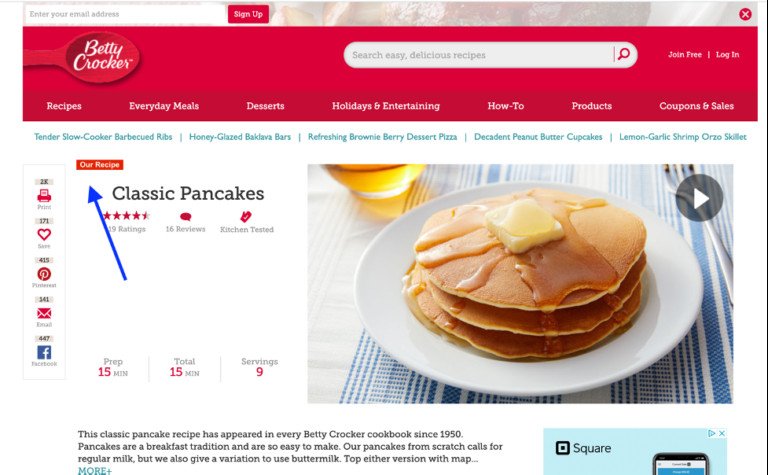 Tối ưu hóa từ khóa trong hình ảnh của Betty Crocker