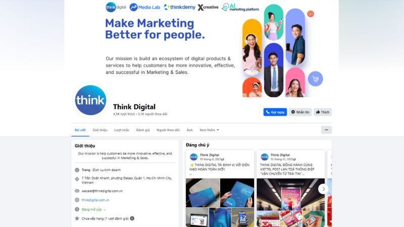 Tối ưu thông tin trên Fanpage doanh nghiệp để làm Facebook Marketing