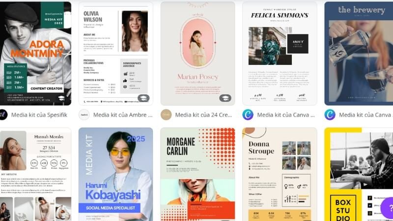 Tổng hợp các mẫu Media Kit đa dạng, cung cấp ý tưởng tham khảo cho người sáng tạo