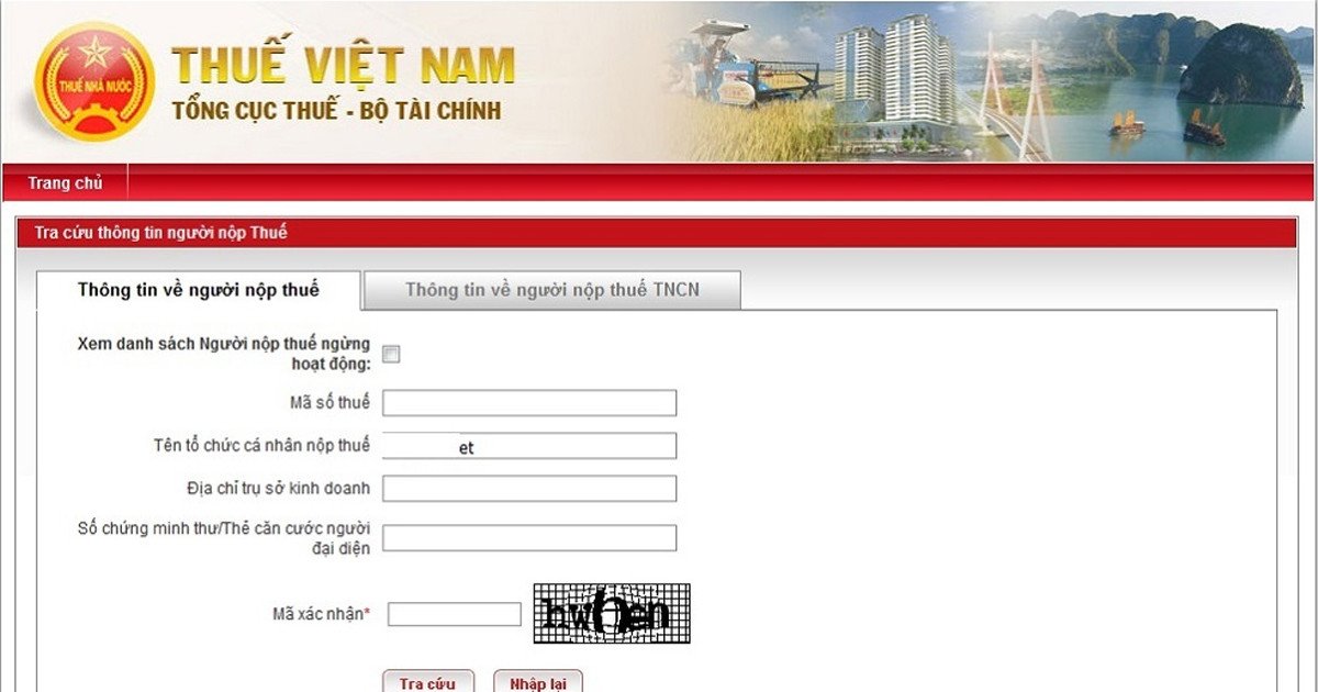 Tra cứu mã số thuế doanh nghiệp trên Tổng cục Thuế