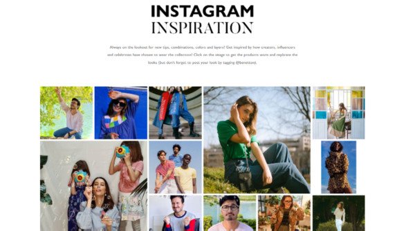 Trang cảm hứng Instagram của Benetton hiển thị nội dung do người dùng tạo