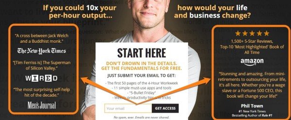 Trang đích của Tim Ferriss sử dụng uy tín để thuyết phục