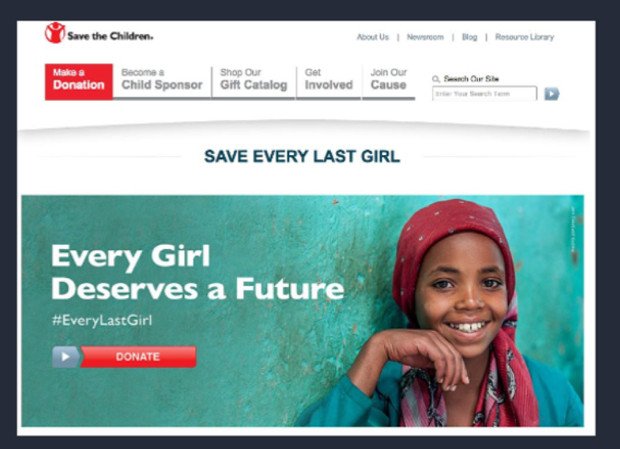 Trang đích Save the Children Hoa Kỳ với thông điệp Toàn cầu