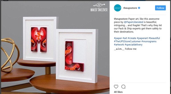 Trang Instagram của The UPS Store giới thiệu sản phẩm thủ công của các doanh nghiệp nhỏ.