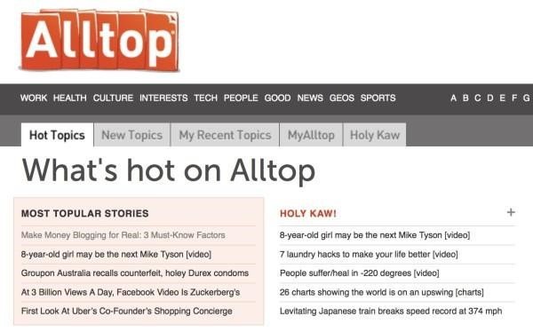 Trang web Alltop - Công cụ tổng hợp ý tưởng nội dung