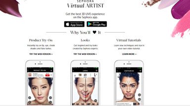 Ứng dụng Sephora Virtual Artist sử dụng AR để thử trang điểm ảo