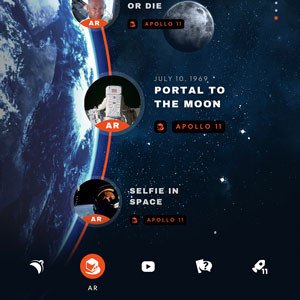 Ứng dụng thực tế tăng cường Apollo Moon Shot của Smithsonian, mang trải nghiệm khám phá không gian đến người dùng.