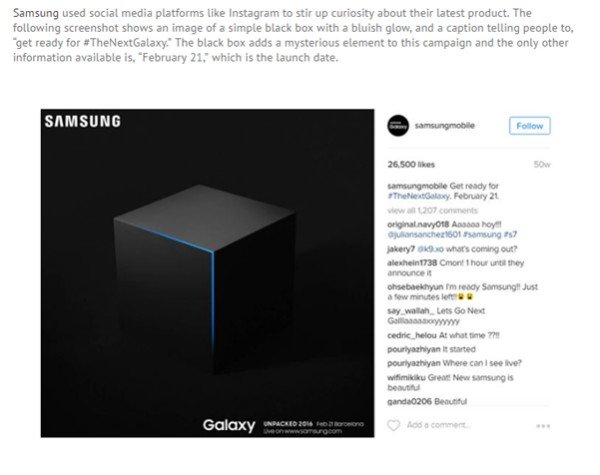 Ví dụ bài đăng Instagram của Samsung cho chiến dịch ra mắt sản phẩm, thể hiện cách tận dụng hình ảnh để tạo nội dung chuyển đổi.
