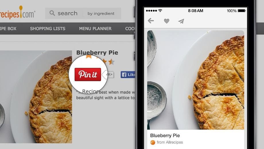 Ví dụ nút Pin It trên hình ảnh website