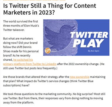 Ví dụ truy vấn trên Qwoted để tìm **nguồn tin bên ngoài** cho bài viết về marketing trên Twitter.