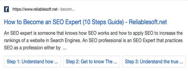 Ví dụ về định dạng bài viết hướng dẫn có Featured Snippet với liên kết neo