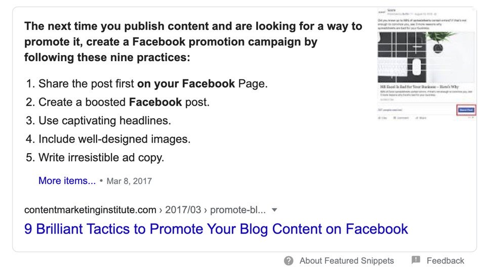 Ví dụ về Featured Snippet cho bài viết hướng dẫn trên Google Search
