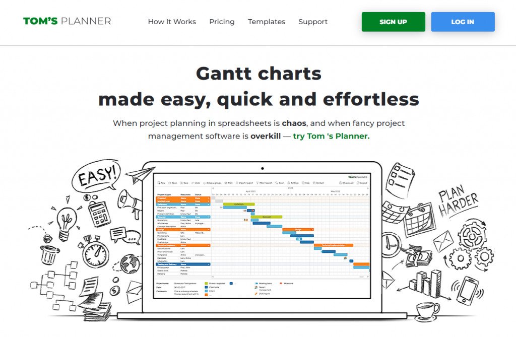 Ví dụ về giao diện của một phần mềm chuyên dụng để tạo và quản lý Gantt Chart.
