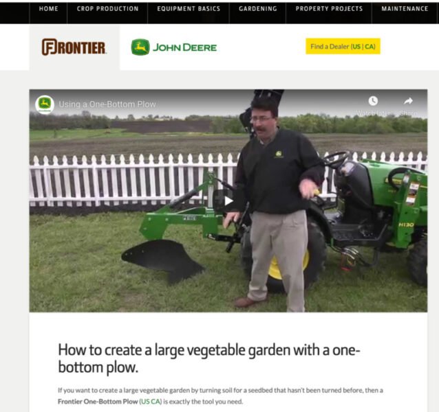 Ví dụ về nội dung chất lượng của John Deere và thứ hạng từ khóa liên quan