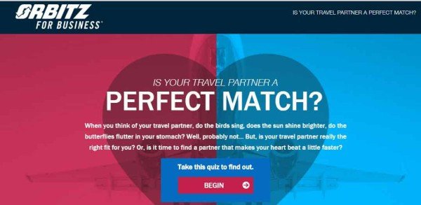 Ví dụ về quiz tương tác từ Orbitz