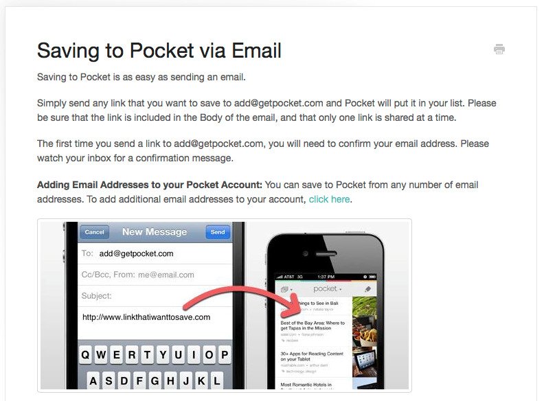 Ví dụ về thông tin dạng nhiệm vụ từ Pocket