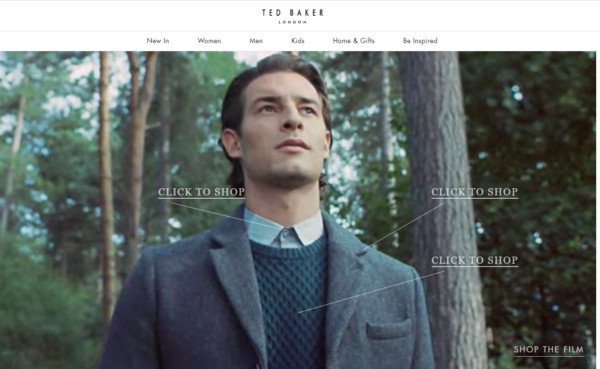 Ví dụ video mua sắm tương tác của Ted Baker