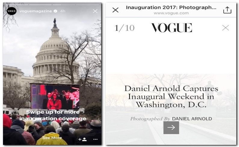 Vogue Magazine sử dụng Instagram Stories để dẫn dắt lưu lượng truy cập