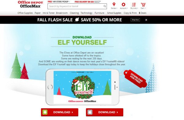 Website OfficeMax Elf Yourself
