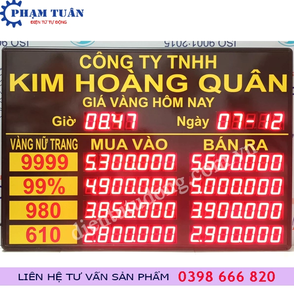 Bảng giá vàng hôm nay